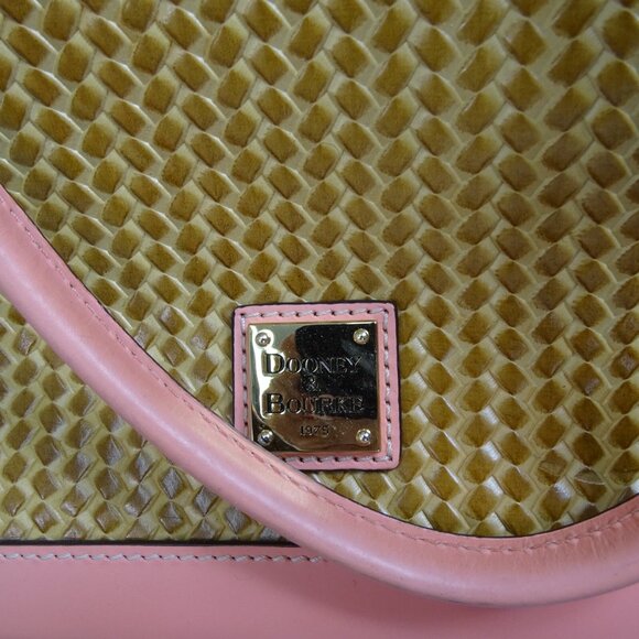 Dooney & Bourke Light Pink Beacon Woven & Smooth Leather Domed Satchel Crossbody - Picture 2 of 9
